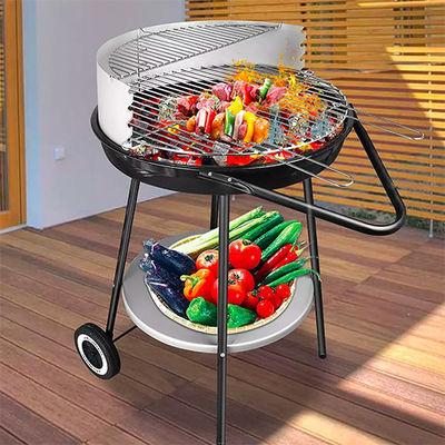 20 Inch Round Charcoal Bbq Grill With Smoker Simple Camping Barbecue Trailer