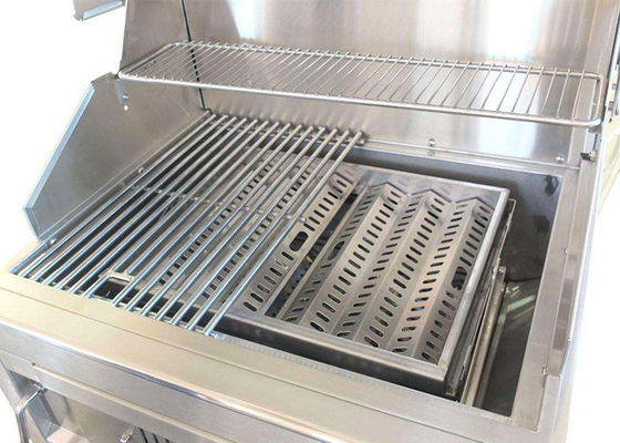32.4" Stainless Steel Built In Charcoal Grill For Outdoor Kitchen And Smoker