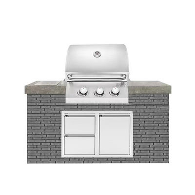 3 Burner Built In Gas Bbq Grill Restaurant 24 Inch Outdoor Stainless Steel 304
