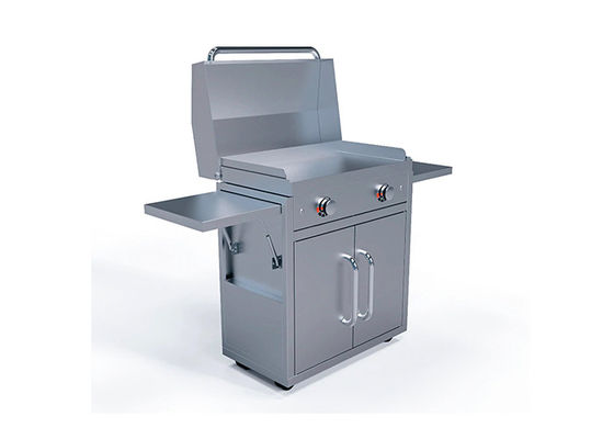 Outdoor BBQ Grill Trolley With Rubber Wheels Portable Assembled Cart 77Lbs