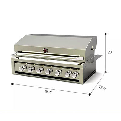 Built In Lp Gas Grill 6 Burner Inbuilt Bbq Outdoor 38" 36 Inch