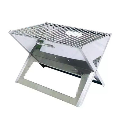 Large Stainless Steel Charcoal Bbq Grill Foldable Barbeque Grill Outdoor Camping 44x34.5cm