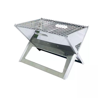 Large Stainless Steel Charcoal Bbq Grill Foldable Barbeque Grill Outdoor Camping 44x34.5cm