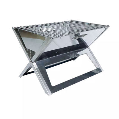 Large Stainless Steel Charcoal Bbq Grill Foldable Barbeque Grill Outdoor Camping 44x34.5cm