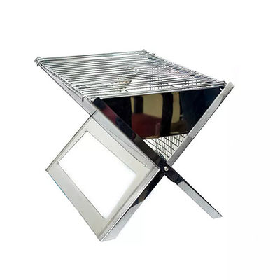 Large Stainless Steel Charcoal Bbq Grill Foldable Barbeque Grill Outdoor Camping 44x34.5cm