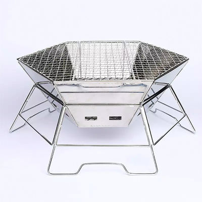 20 Inch Fold Up Charcoal Grill Bbq Collapsible Camping Grill Pellet Wood Stove Home