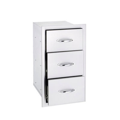 Stainless Steel Grill Drawers BBQ Outdoor Kitchen Cabinet Triple Storage 27.7"