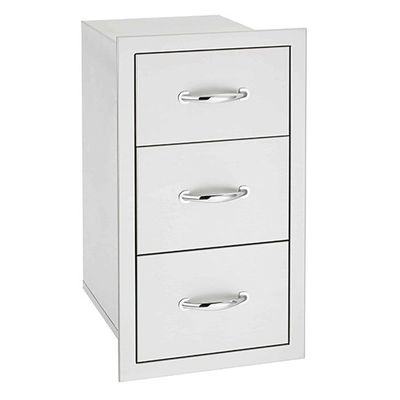 Stainless Steel Grill Drawers BBQ Outdoor Kitchen Cabinet Triple Storage 27.7"