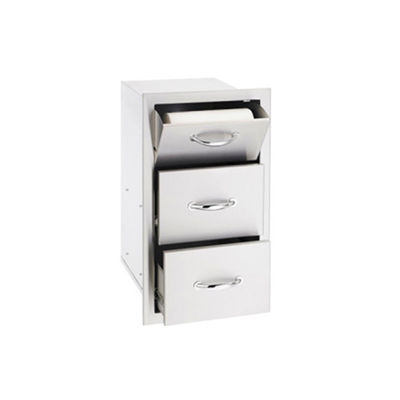 Stainless Steel Grill Drawers BBQ Outdoor Kitchen Cabinet Triple Storage 27.7"