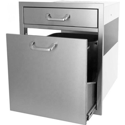 Trash Bin BBQ Storage Drawers Barbecue Narrow Rollout Stainless Steel  20.4"