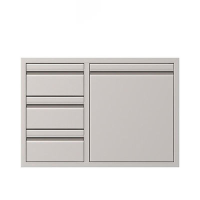 Stainless Steel Drawer Door Combo Trash Bin With Triple Drawer TLDDOI031
