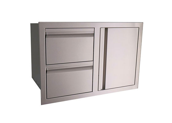 Stainless Steel Outdoor Kitchen Door Drawer Combo Two Drawers One Access Door 45 Inch