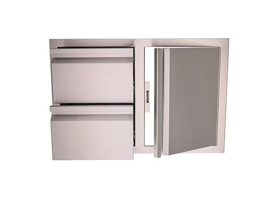 Stainless Steel Outdoor Kitchen Door Drawer Combo Two Drawers One Access Door 45 Inch