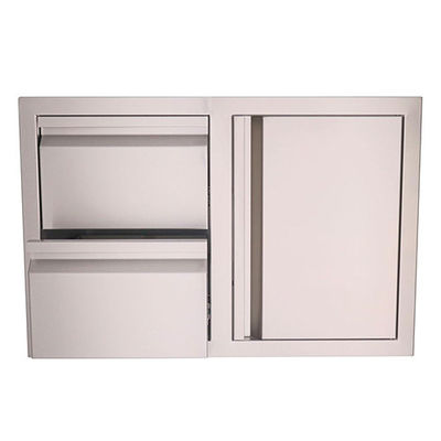 Stainless Steel Outdoor Kitchen Door Drawer Combo Two Drawers One Access Door 45 Inch