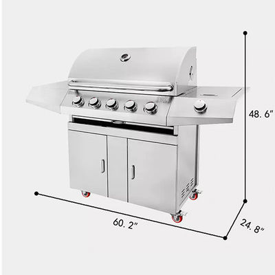 30" Freestanding Gas Grills And Oven Built In Outdoor 5 1 Burners Smokeless