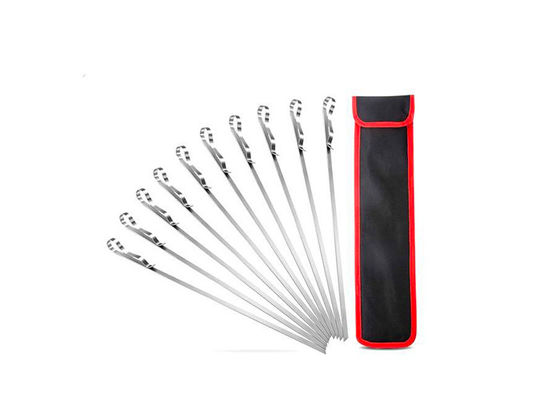 10pcs Bbq Metal Grill Skewers Needle Sticks Cooking Camping Barbeque Grill Accessories