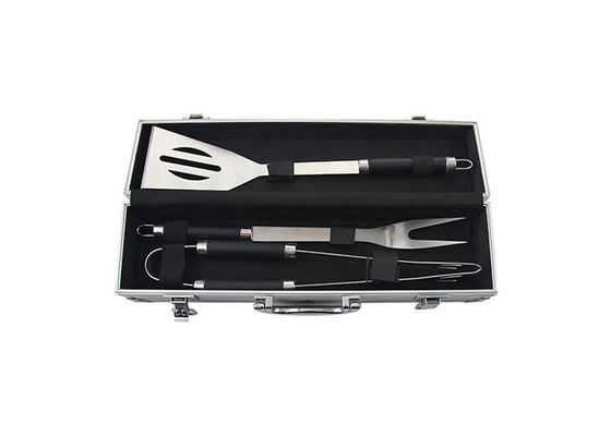 Portable Bbq Utensils 3 Pieces Stainless Steel Cooking Barbeque Grill Accessories 14.6"