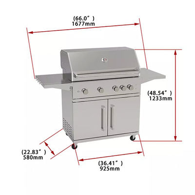 60 Inch Stainless Steel 304 Freestanding Bbq Grill Gas Garden Party With Trolley