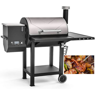 Gourmet Chimney Pellet Smoker Grills Portable With Side Table Charcoal Trolley 143 Lbs