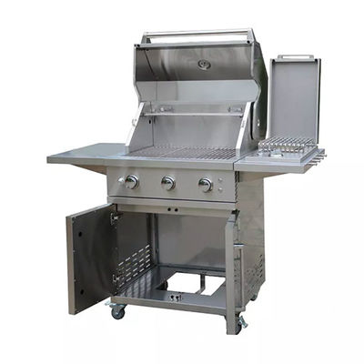 3 Burner Barbeque Gas Grills Lpg Gas For Caravan BBQ With Cabinet Wheels