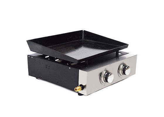 2 Burner Gas Griddle Top Grill For Gas Stove Flat Tabletop Barbecue 18.5" X 14.4"