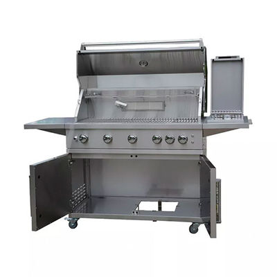 5 Burner Barbeque Gas Grills Quick Connect Bbq 44 Inch Freestanding With Cart