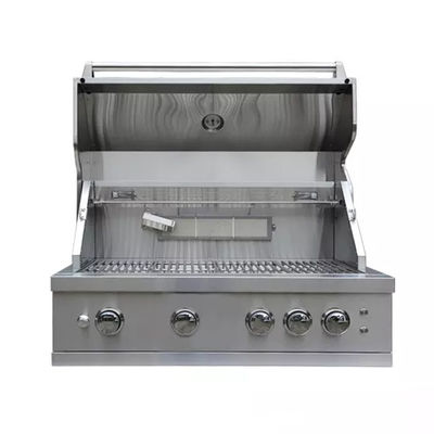 Mobile Barbeque Gas Grills With Flat Top Combo 3 Burner Commercial 36 Inch
