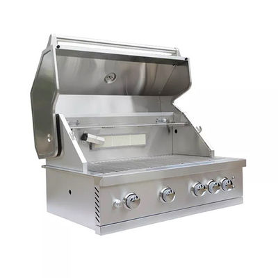 Mobile Barbeque Gas Grills With Flat Top Combo 3 Burner Commercial 36 Inch