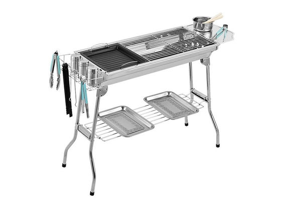 Stainless Steel Collapsible Charcoal Grills Table Top Tool Handle Folding Cooking Outdoor