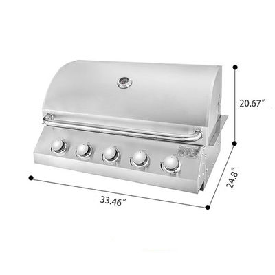 36 Inch Gas Grill Built In 5 Burner Bbq 10000 BTU