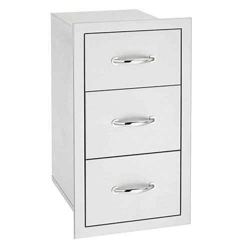 Stainless Steel Grill Drawers BBQ Outdoor Kitchen Cabinet Triple Storage 27.7"
