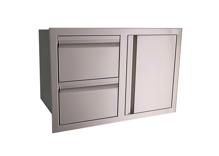 Stainless Steel Outdoor Kitchen Door Drawer Combo Two Drawers One Access Door 45 Inch